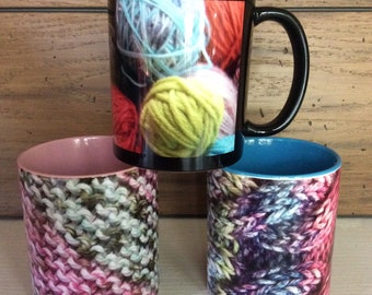 Coffee Cup for Knitters, Mug for Yarn Lovers, Yarn Mug, Knitter's Coffee Cup