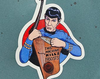 This Machine Kills Fascisten Vinyl Sticker (Alien Lyre Edition)