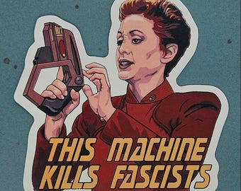 This Machine Kills Fascist's Vinyl Sticker (Alien Raygun Edition)
