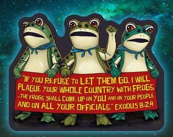 Portland Protest Frosch Aufkleber - Exodus 8, 2, 4 "Ich werde dein ganzes Land mit Fröschen plagen ..."