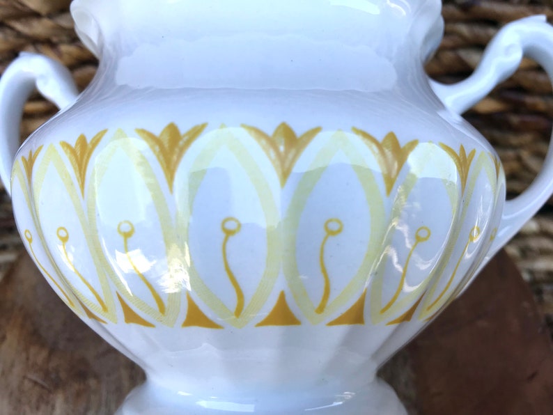 J & G Meakin England Sugar and Creamer Classic White Yellow Floral Medici Pattern Set of 2 image 10