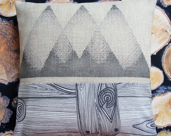 Beyond the Wood Pile 16" Pillow Cover Custom Printed Mountains Invisible Zipper