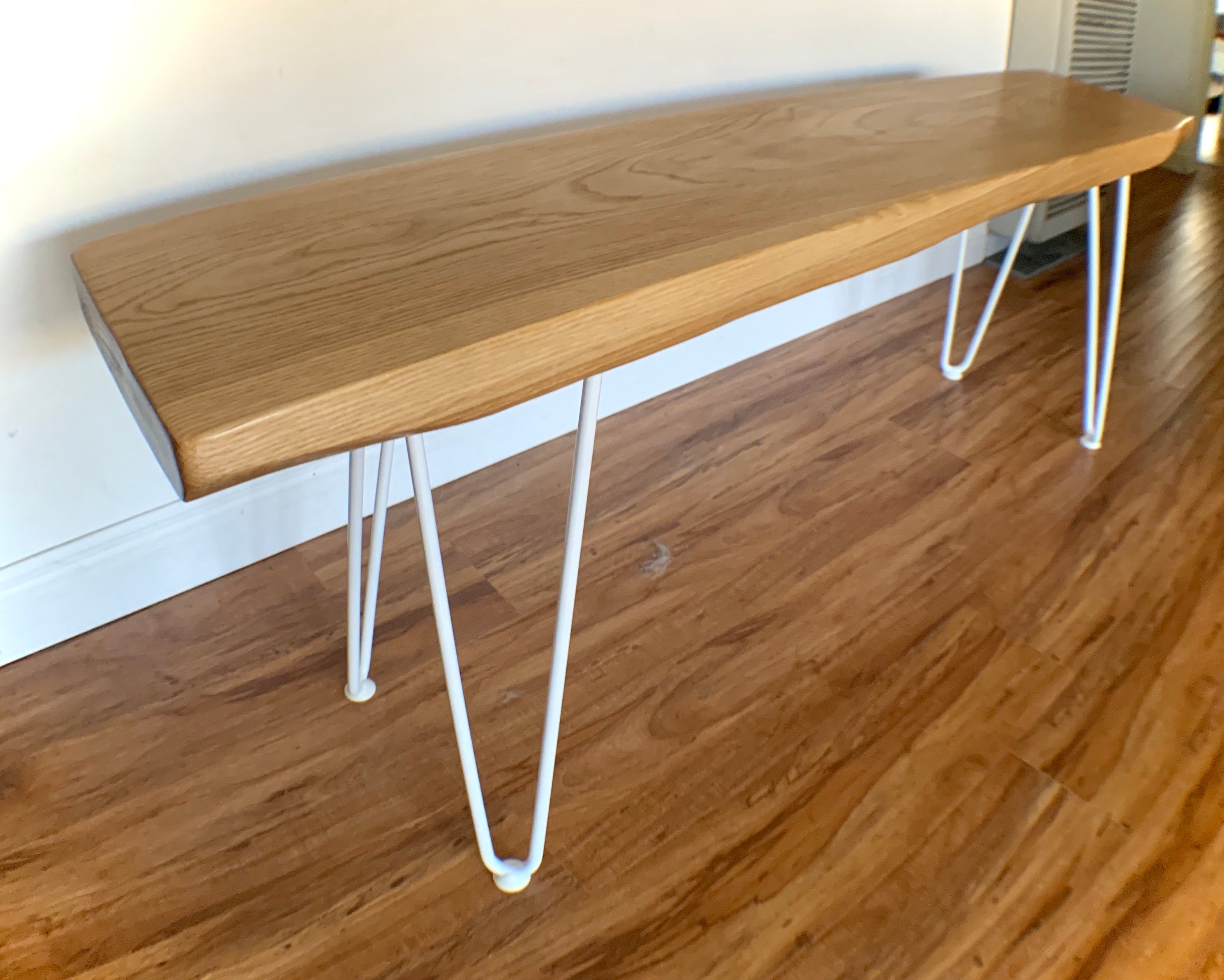 Banco de roble blanco de mediados de siglo borde vivo / borde | Etsy