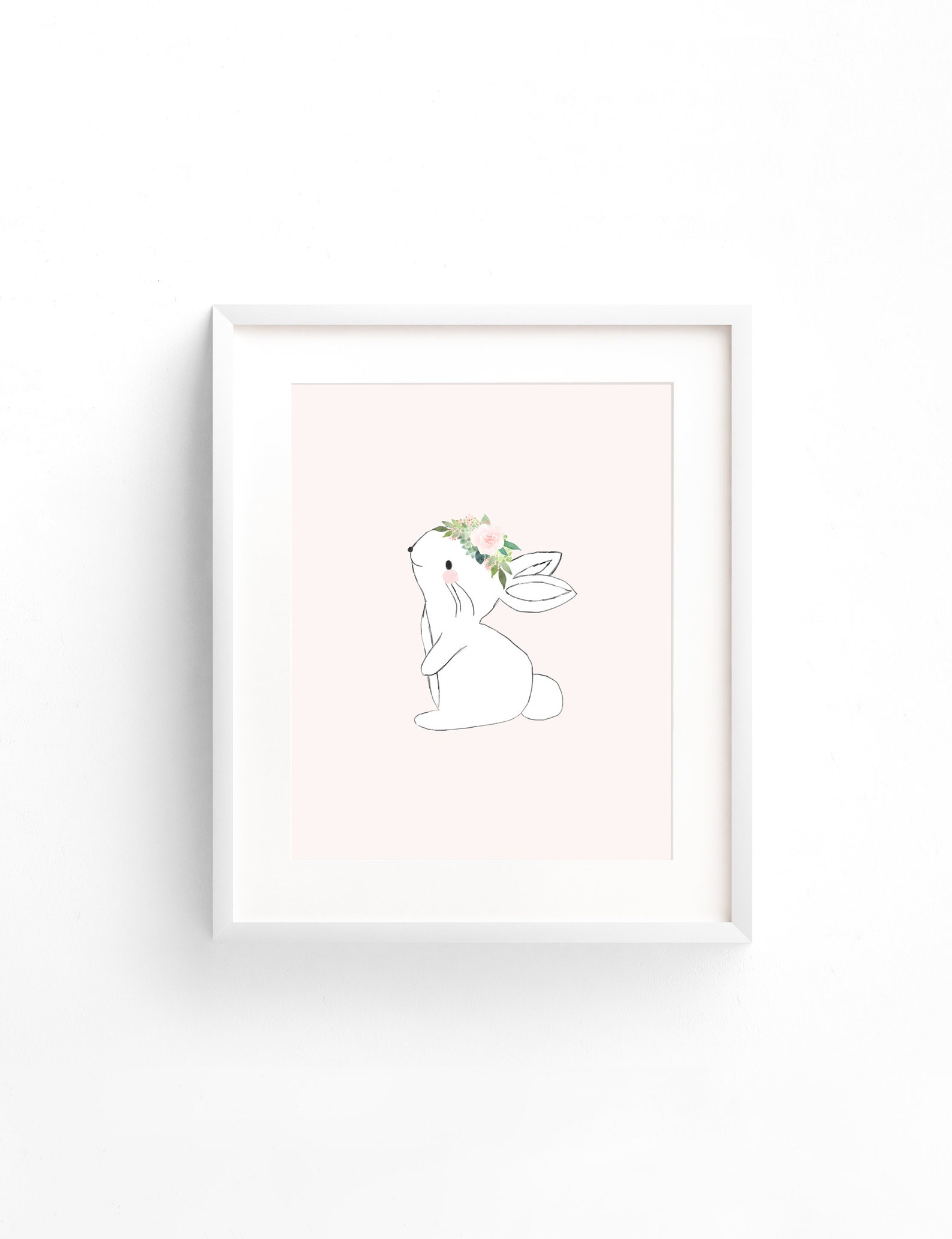 Pink Bunny Wall Art Print for Baby Girl Nursery or Pink Etsy