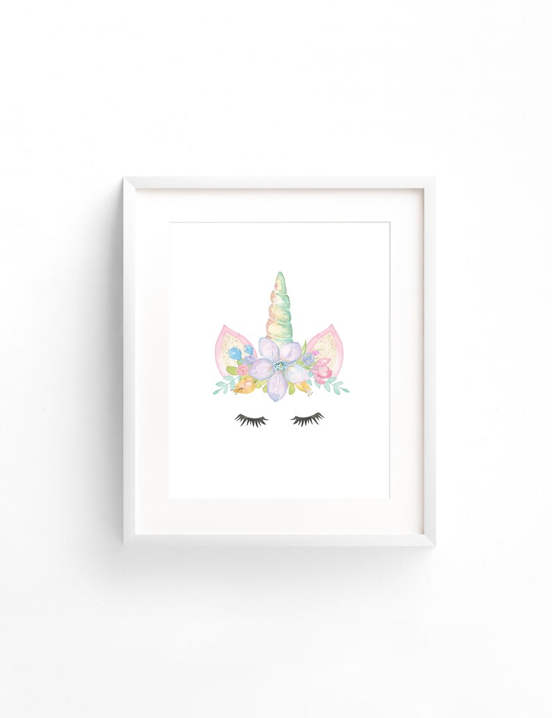 Watercolor Pink and Purple Unicorn Wall Art Prints for Baby Etsy