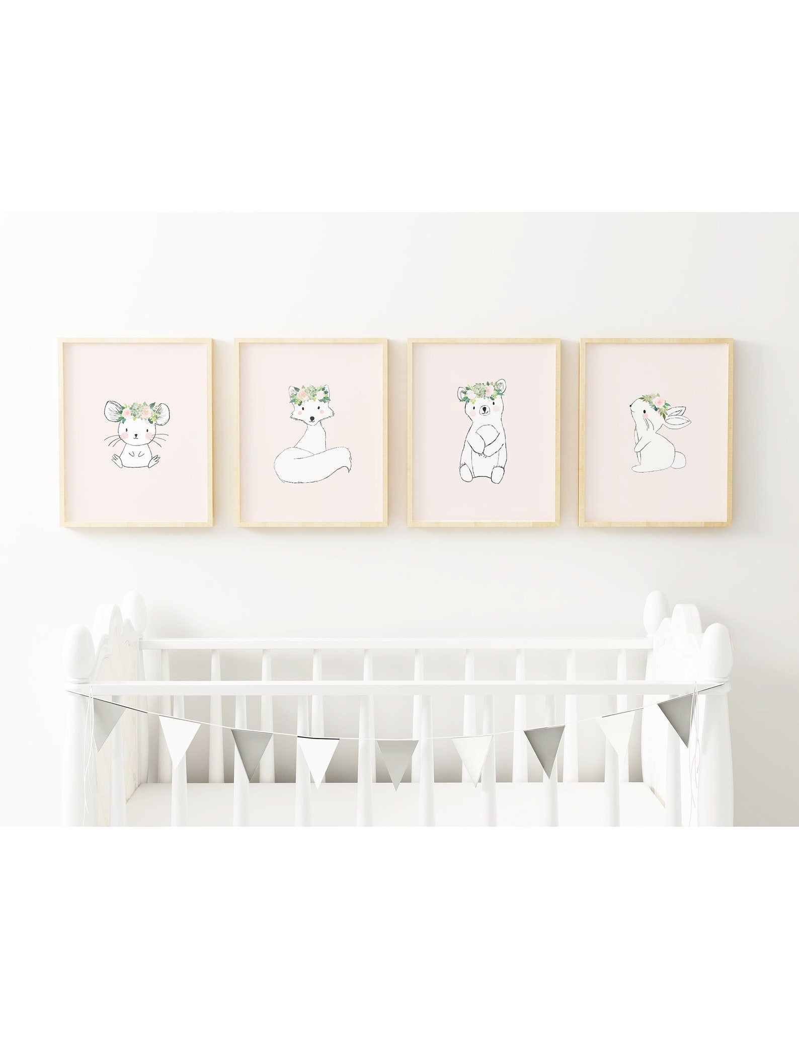 Pink Bunny Wall Art Print for Baby Girl Nursery or Pink Etsy