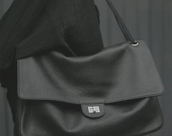 Soft Leather Shoulder Bags,Genuine Cow Leather Tote Bag,Slouchy Style Leather Handbags,Genuine Leather Shoulder Bag