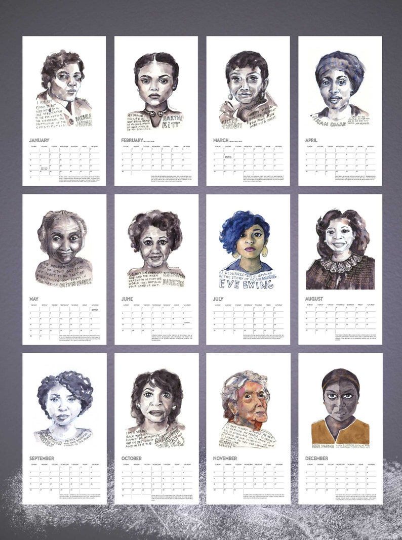 2021 Wall Calendar Art Feminist Calendar Of Phenomenal Black Etsy