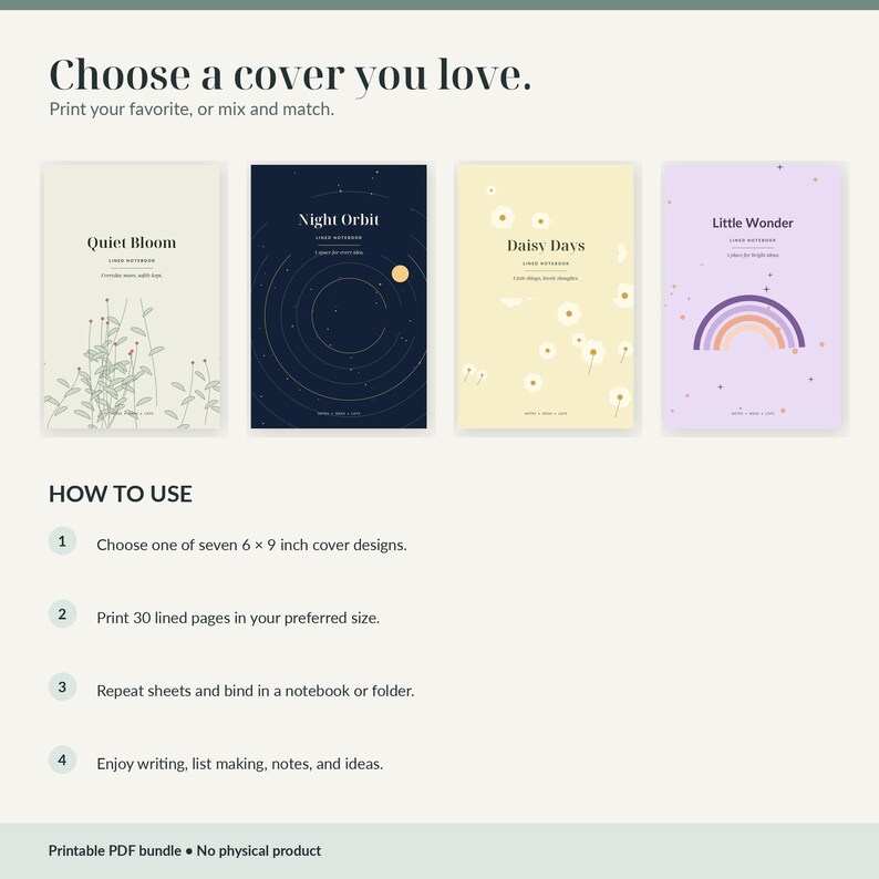 Dissertation Paper Cover Printable Notebook Covers Bundle, 7 Designs, Lined Writing Paper PDF ...