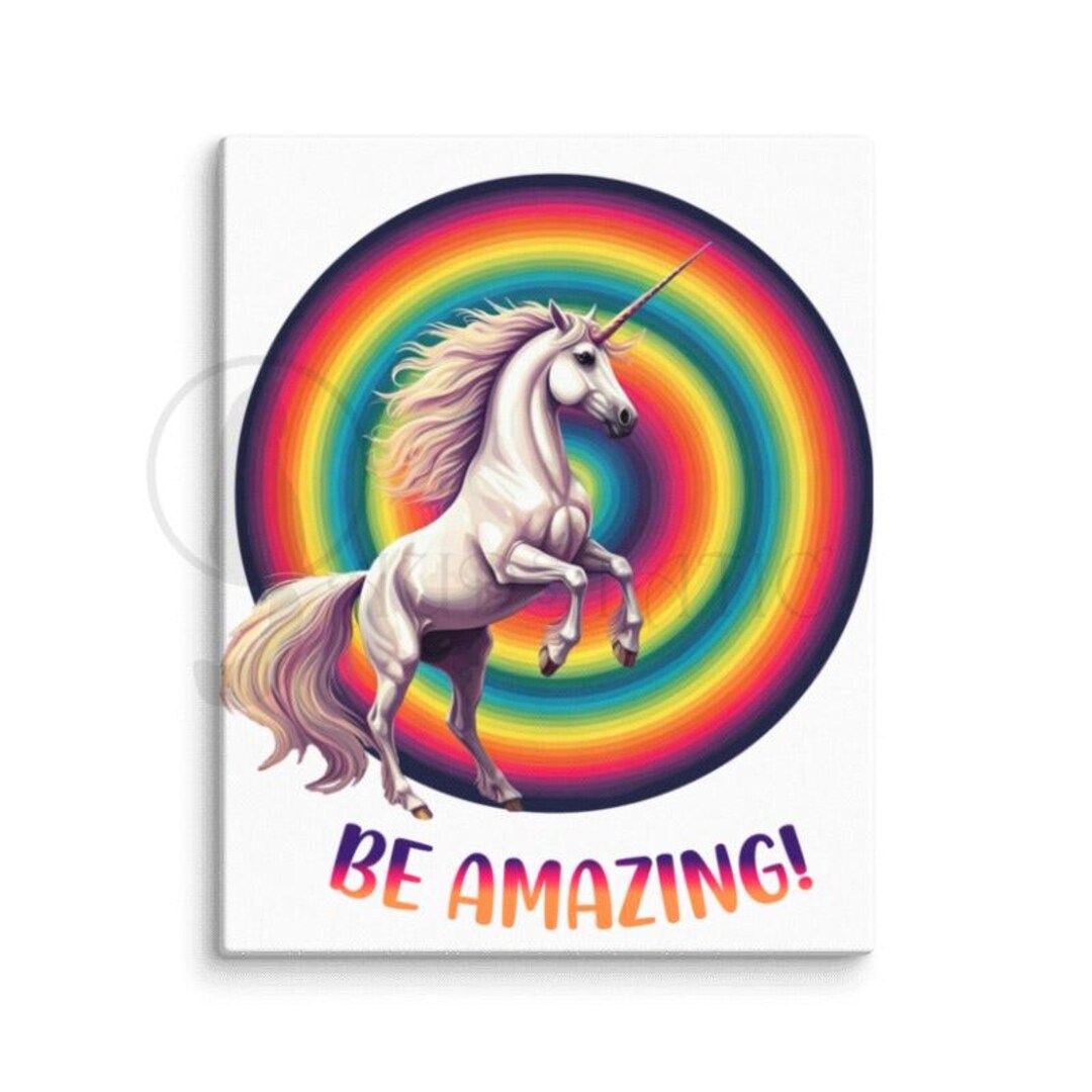 be-amazing-unicorn-canvas-print-etsy