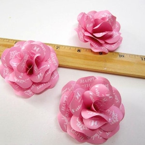 50 and Fabulous Birthday Decoration  Personalized Pink Birthday Paper Roses Without Stems  Set of 12