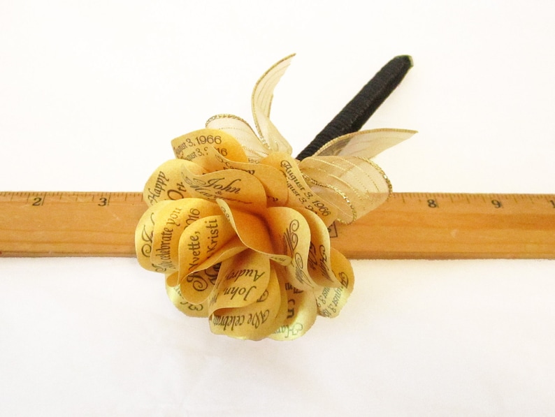 50th Golden Anniversary 50th Birthday Favor Gift or Decoration Set of 3 Pens Metallic Gold Paper Rose Pens for Wedding Guest Book