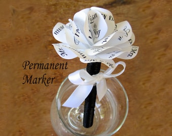 Paper Rose Wedding Guestbook Permanent Marker with Personalized Print