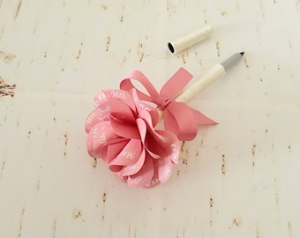 Dusty Rose and Cream Personalized Paper Rose Wedding Guestbook Permanent Marker