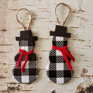 Buffalo Check Plaid Snowman Christmas Tree Ornaments and Decorations image 3