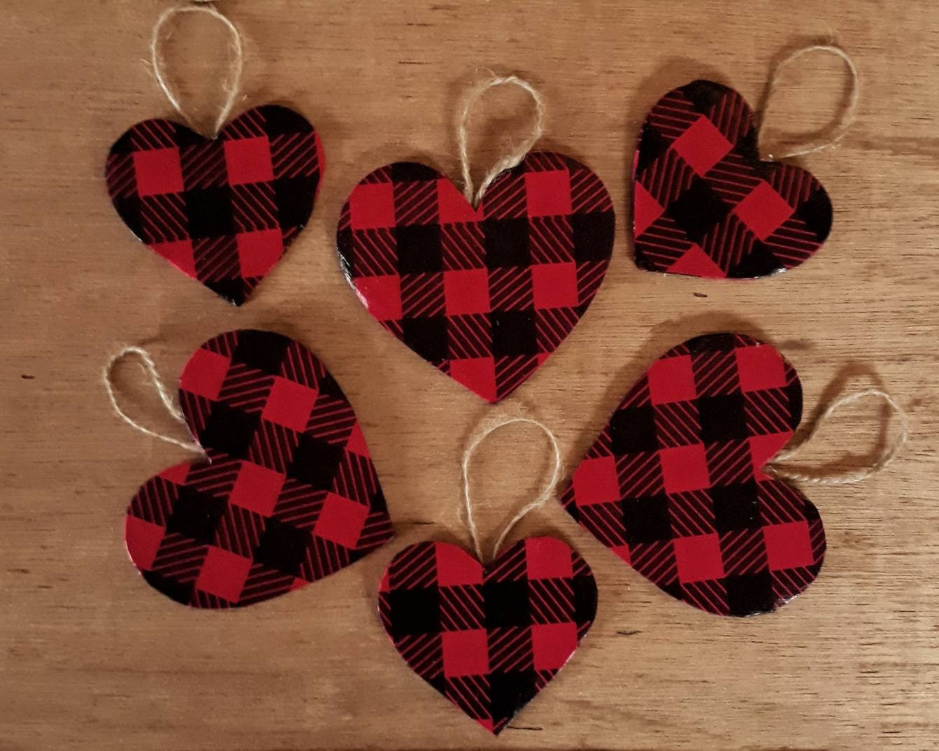 Red and Black Buffalo Check Plaid Heart Valentine's Day Etsy