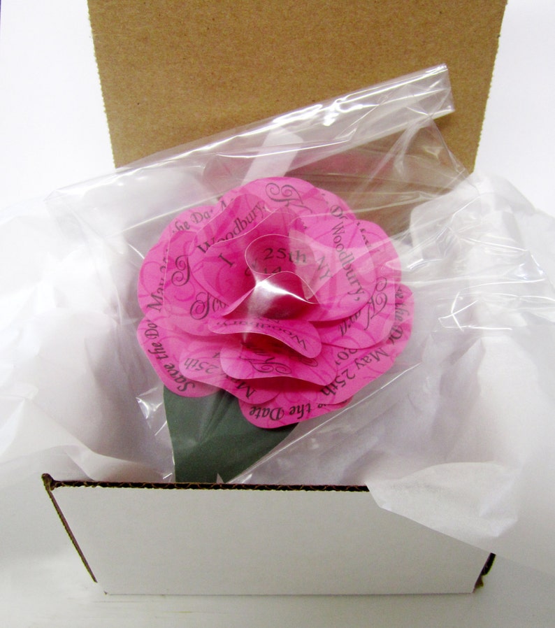 Rustic Wedding Invitation Wedding Paper Rose with Magnet and 5 x5x 3 Individual Corrugated Mailer image 4