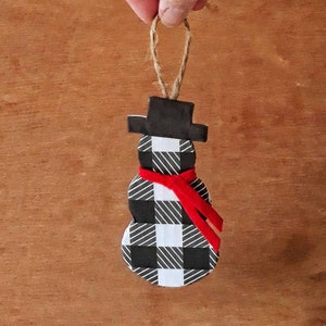 Buffalo Check Plaid Snowman Christmas Tree Ornaments and Decorations image 4