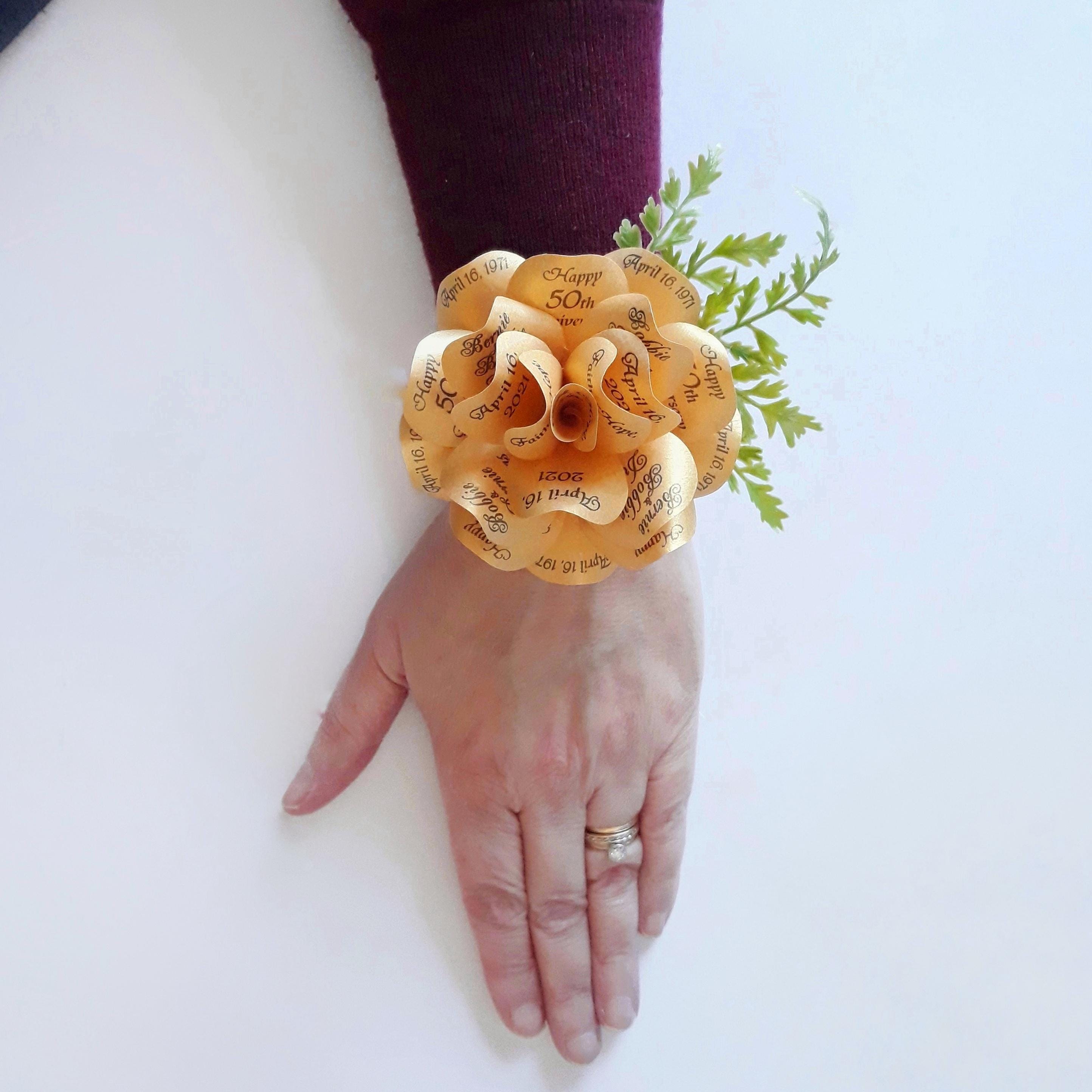 Metallic Gold Paper Rose Corsage or Wrist Corsage for 50th aka Golden  Anniversary, Anniversary, Prom, Birthday, Retirement, Any Occasion