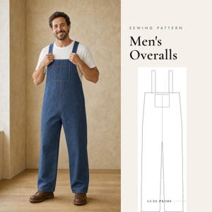 Mens Overalls Sewing Pattern, Bib Overalls PDF for Men, Denim Dungarees with Pockets, Workwear Jumpsuit, XS-XXXL, A4 Letter A0