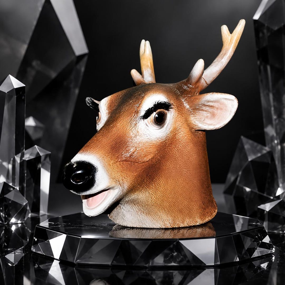 Realistic Reindeer Latex Mask, Full Head Deer Costume, Antler Animal ...