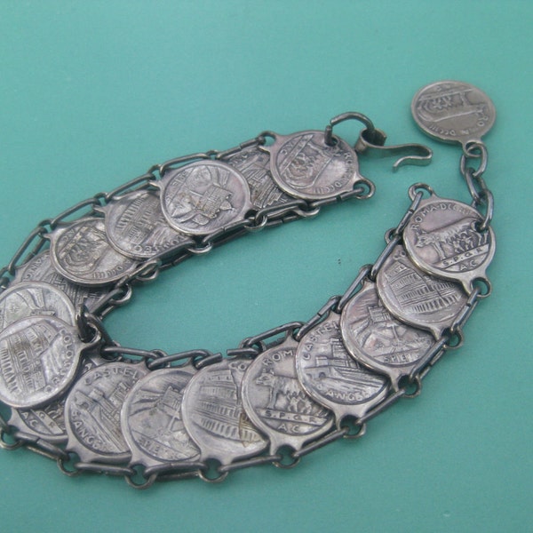 Vintage Italian SPQR/ROMA DCCIII Souvenir Coin Bracelet
