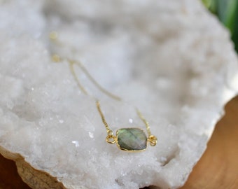 Purple labradorite pendant Madagascar AAA silver 925 - La Boite à Cailloux
