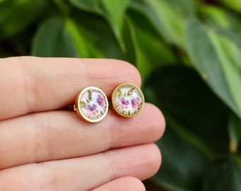 Floral Stud Earrings, Feminine Jewelry, Hypoallergenic Stainless Steel Studs