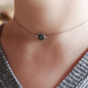 Dainty Labradorite Silver Choker Necklace, Minimalist Layering Necklace, Boho Gemstone Jewelry image 6