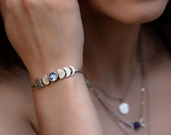 Moon Phase Cuff Bracelet, Witchy Boho Celestial Jewelry, Lunar Phases Bracelet