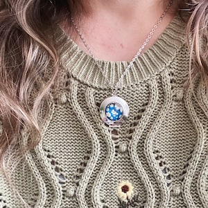 Flower Locket Necklace, Nature Lover Dainty Round Photo Locket, Gift For Her