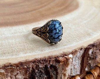 Snowflake Obsidian Ring - Etsy