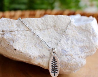 Dainty Pine Tree Charm Necklace, Silver Nature Lover Jewelry