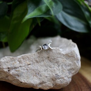 Triple Moon Ring, Silver Moon Phase Jewelry, Celestial Gift image 2