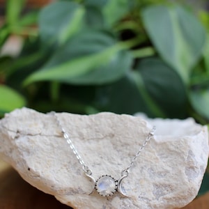 Dainty Triple Moon Moonstone Necklace, Silver Gemstone Moon Phase Jewelry, Celestial Gift Idea image 5