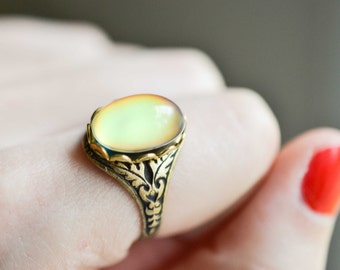 Mood Ring, Color Changing Mood Stone Jewelry, Bronze Boho Ring
