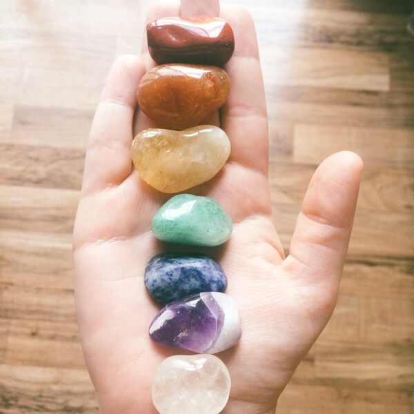 Healing Chakra Stone Set, Meditation Stones, Reiki Healing Crystals, Chakra Healing Kit