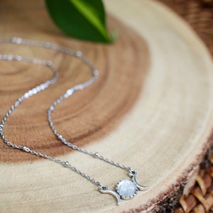 Dainty Triple Moon Moonstone Necklace, Silver Gemstone Moon Phase Jewelry, Celestial Gift Idea image 8