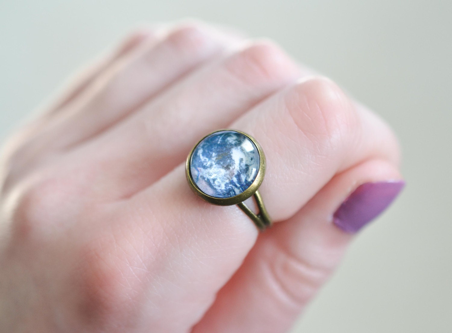 Earth Ring Earth Jewelry Mother Earth RIng World Etsy
