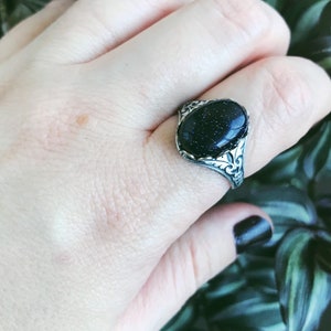 Blue Goldstone Ring Boho Gemstone Ring Healing Stone Jewelry - Etsy