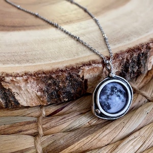 Silver Full Moon Necklace, Lunar Necklace, Witchy Celestial Jewelry