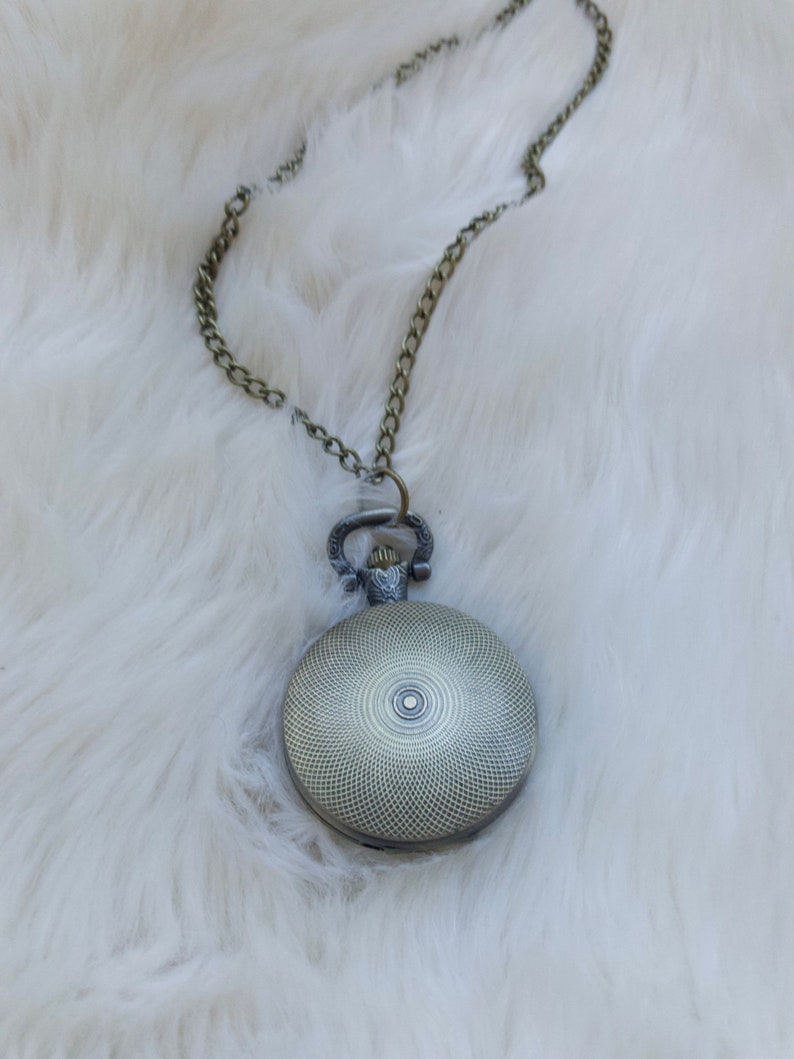 Dark Floral Pocket Watch Necklace Long Boho Necklace Etsy