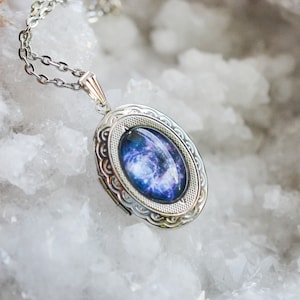Galaxy Locket Necklace, Space Jewelry, Celestial Gift For Her