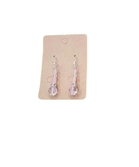 Pink Ribbon Earrings | Glass Beads | Holiday Gifts | Gifts for Her | Dangle Earrings | Stocking Stuffer | Breast Cancer | Survivor Caregiver