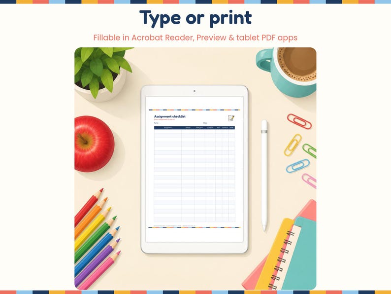 Student Assignment Tracker Printable, Homework Planner for Kids, Weekly ...