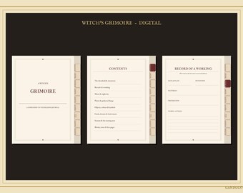 Witch's Grimoire Digital Book of Shadows for GoodNotes, Hyperlinked Witch Grimoire PDF, Printable Spell Book Pages