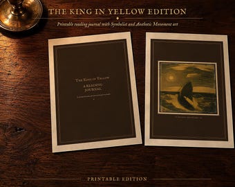 The King in Yellow Reading Journal Printable, Weird Fiction Book Journal, Cosmic Horror Notes, Dark Academia PDF