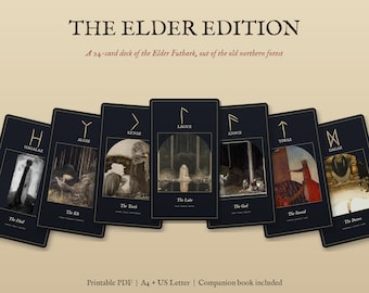 Printable Rune Cards, Elder Futhark Rune Deck PDF with Guidebook, 24 Norse Divination Cards, A4 and US Letter