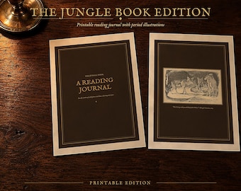 Jungle Book Reading Journal Printable, Kipling Book Journal with Vintage Illustrations, Quote Cards and Bookmarks