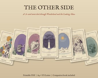 Alice in Wonderland Tarot Deck Printable, 78 Vintage Collage Tarot Cards PDF with Guidebook, A4 and US Letter